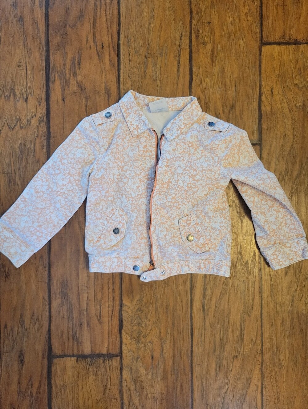 Kids Floral Print Peach Jacket - Unbranded